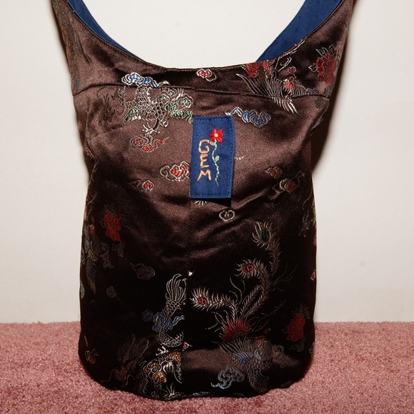 Gem oriental dragon & peacock embroidered bag - Picture 2 of 8